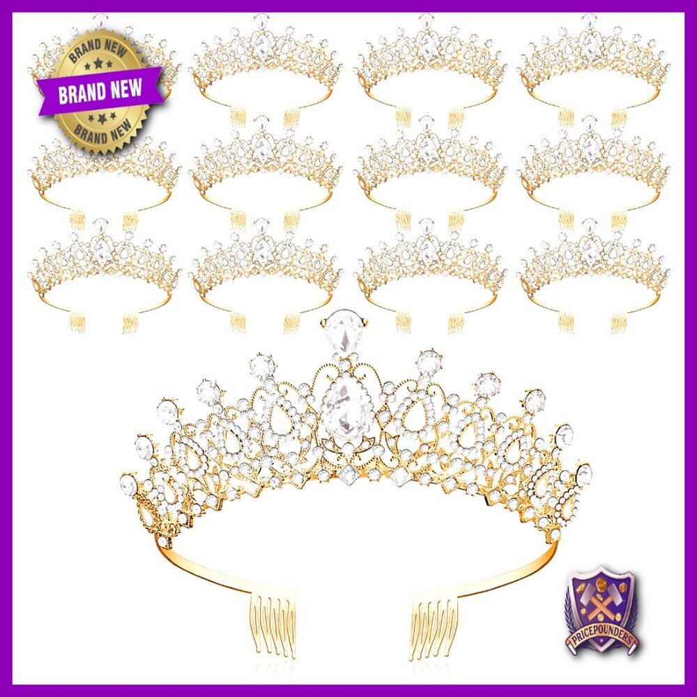 12-Piece Rhinestone Tiara Set with Combs for Weddings Parties Prom
